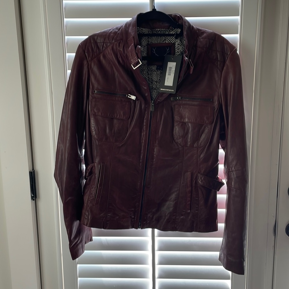 Bod & Christensen Burgundy 100% leather jacket